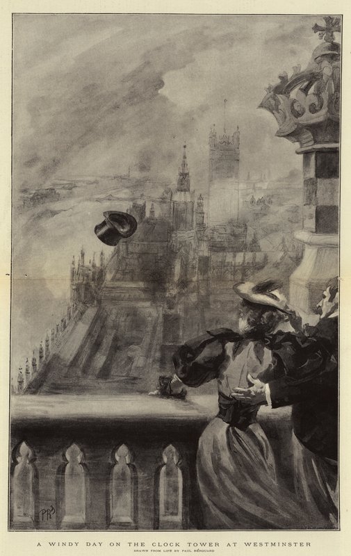 Szeles nap a westminsteri óratoronyban alkotó: Charles Paul Renouard