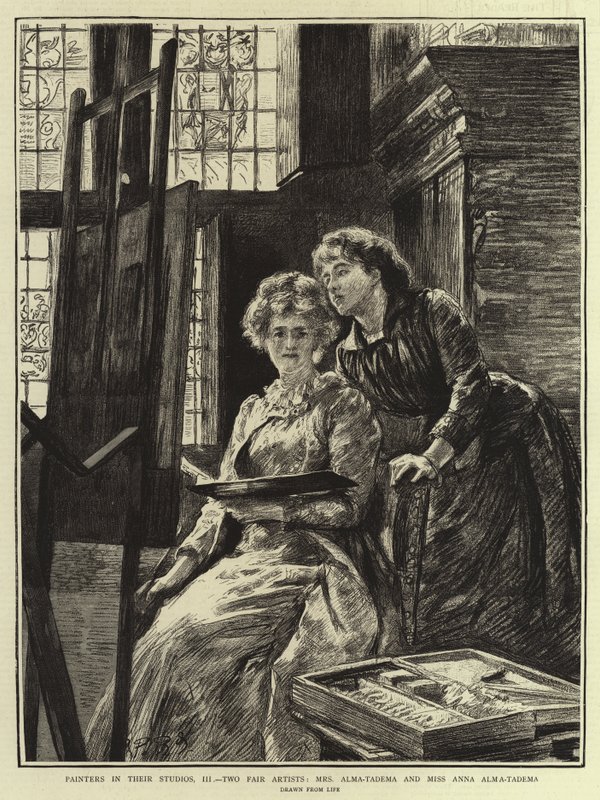 Festők műtermükben, III. Két vásári művész, Alma-Tadema asszony és Alma-Tadema Anna kisasszony alkotó: Charles Paul Renouard