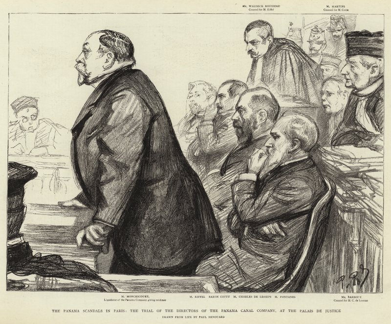 A Panama-botrányok Párizsban, a Panama-csatorna társaság igazgatóinak pere a Palais de Justice-ban alkotó: Charles Paul Renouard