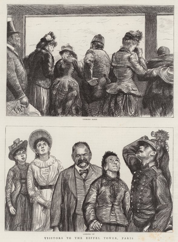 Látogatók az Eiffel-toronyban, Párizsban alkotó: Charles Paul Renouard