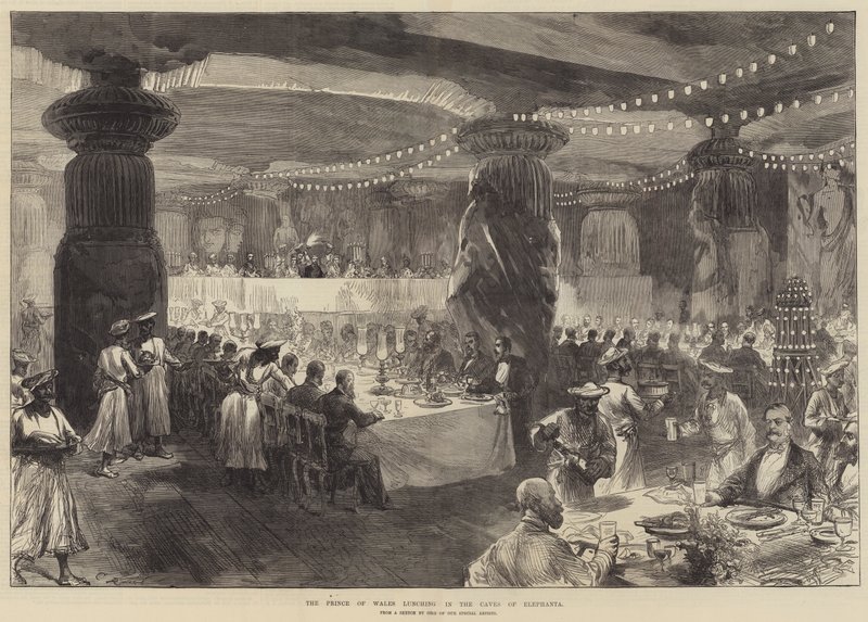 A walesi herceg az Elephanta-barlangokban ebédel alkotó: Sir John Charles Robinson