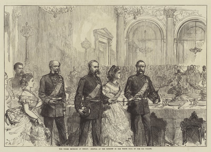 A három császár Berlinben, érkezés a bankettre a régi palota fehér termében alkotó: Sir John Charles Robinson