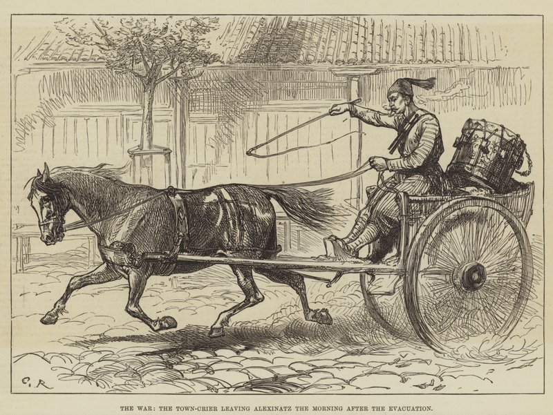 A háború, a Town-Crier elhagyja Alexinatzot reggel az evakuálás után alkotó: Sir John Charles Robinson