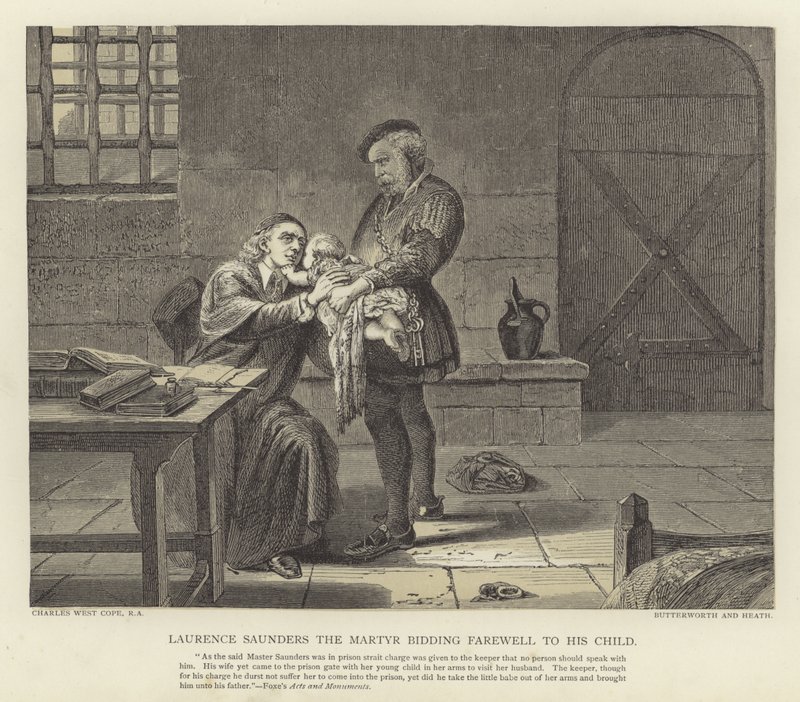 Laurence Saunders, a mártír búcsút int gyermekétől alkotó: Charles West Cope