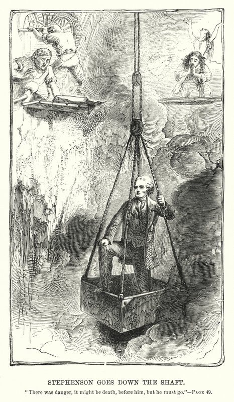 Stephenson lemegy a tengelyen (metszet) alkotó: Charles Altamont Doyle