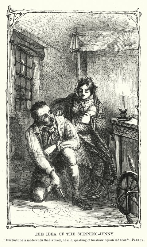 A spinning-jenny ötlete (metszet) alkotó: Charles Altamont Doyle