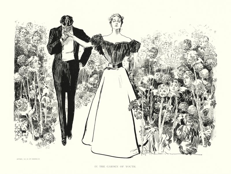 Az ifjúság kertjében (litográfia) alkotó: Charles Dana Gibson