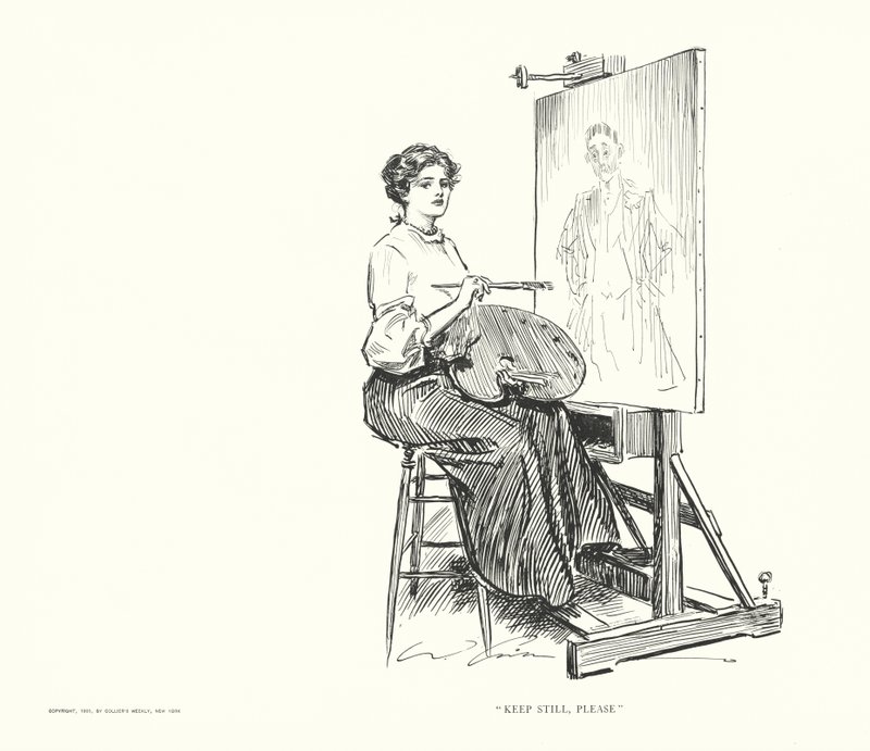 "Keep Still, Please" (litográfia) alkotó: Charles Dana Gibson
