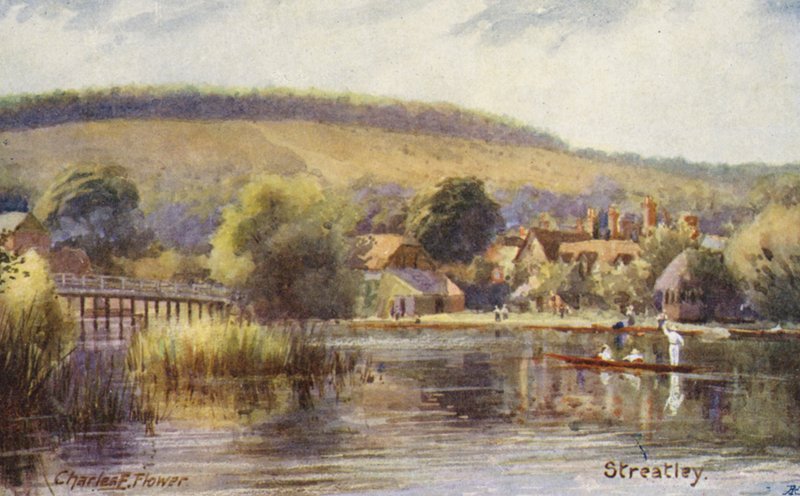 Temze folyó: Streatley (színes litográfia) alkotó: Charles Edwin Flower