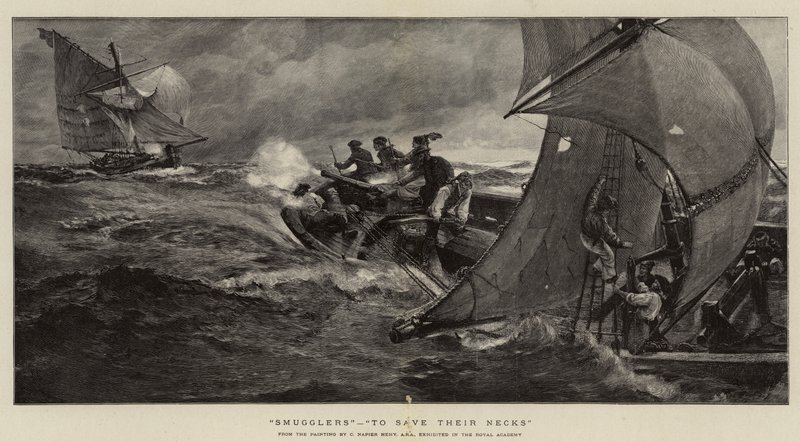 A csempészek, hogy megmentsék a nyakukat. alkotó: Charles Napier Hemy