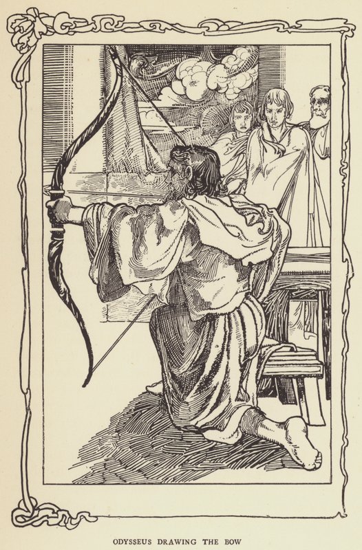 Odüsszeusz rajzolja az íjat alkotó: Sir John Charles Robinson