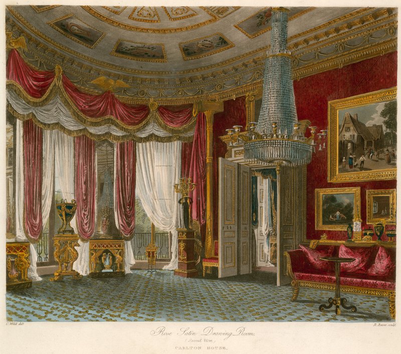 Rose Satin Drawing Room, Carlton House, London alkotó: Charles Wild