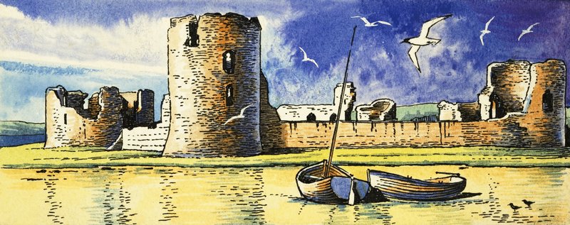 Flint Castle, kilátással a Dee folyóra alkotó: Dan Escott