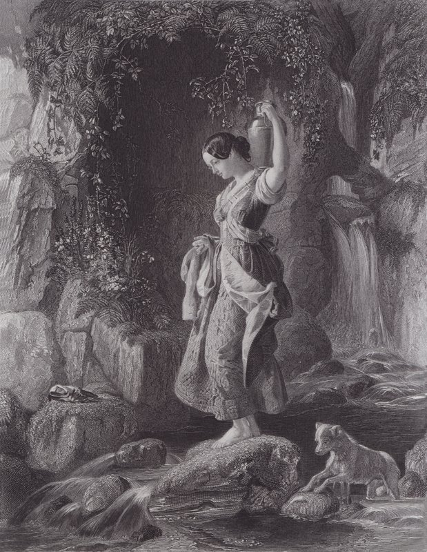 A vízesés nimfája (metszet) alkotó: Daniel (after) Maclise