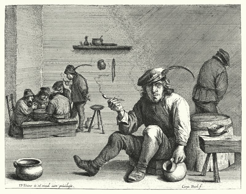 A dohányos (metszet) alkotó: David the Younger (after) Teniers