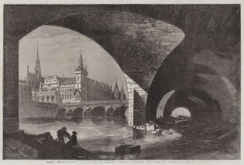 Paris Improvements, a Palais de Justice, a Sainte Chapelle és a Pont au Change alkotó: Dieudonne Auguste Lancelot