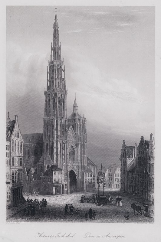 Antwerpeni katedrális (metszet) alkotó: Domenico (after) Quaglio