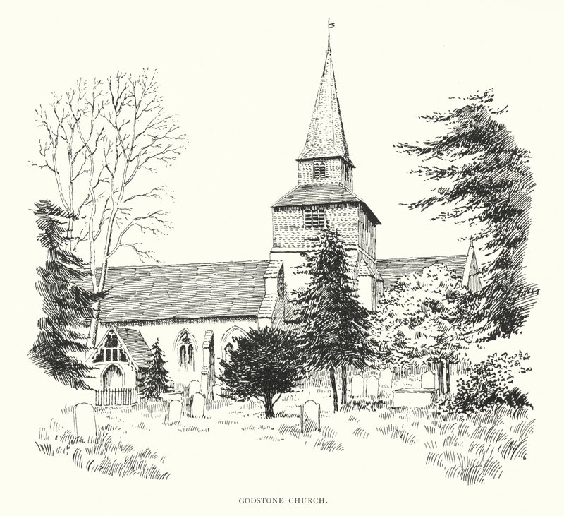 Godstone templom (litográfia) alkotó: Duncan Moul