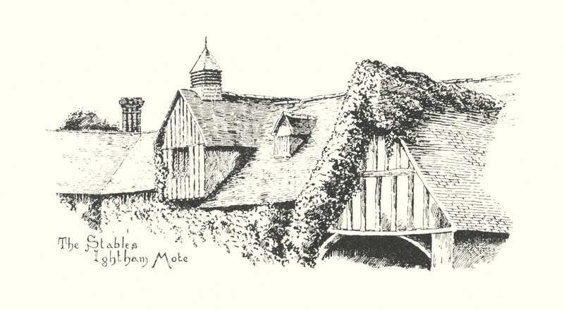 Az istálló, Ightham Mote (litográfia) alkotó: Duncan Moul