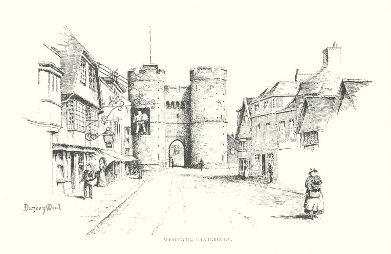 Westgate, Canterbury (litográfia) alkotó: Duncan Moul