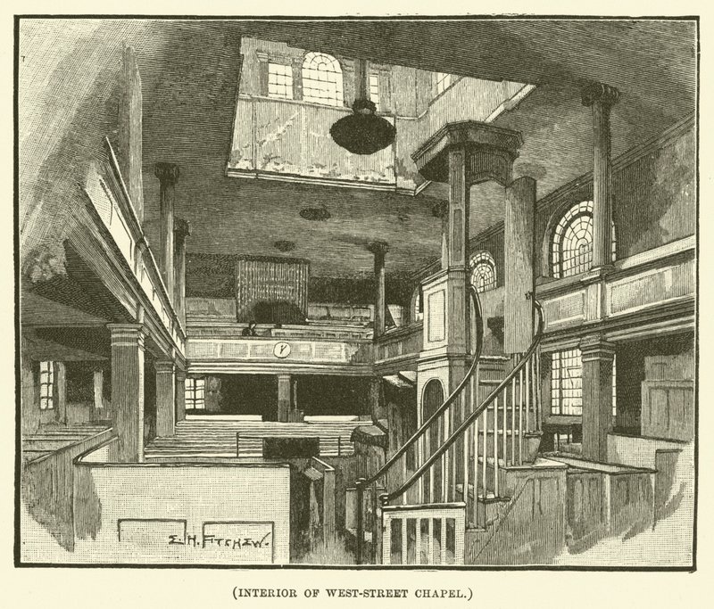 A West-Street kápolna belseje (metszet) alkotó: E.H. Fitchew