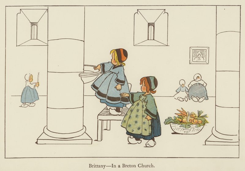 Bretagne, egy breton templomban alkotó: Edith Farmiloe