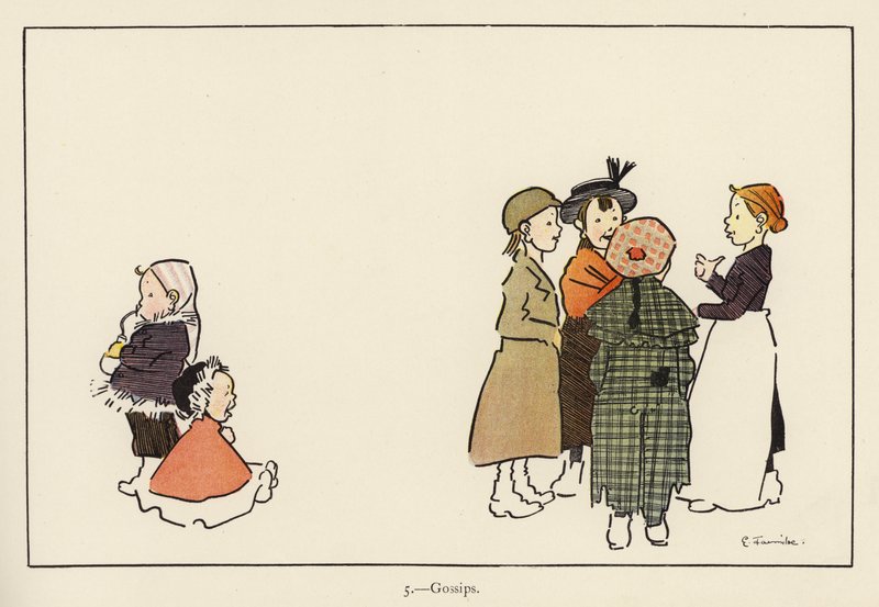 Pletykák (színes litó) alkotó: Edith Farmiloe