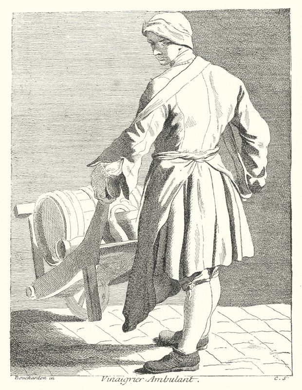 Utazó ecetárus (metszet) alkotó: Edmé (after) Bouchardon