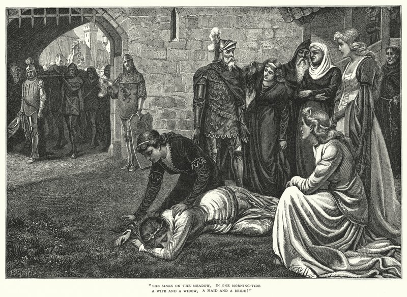 Malahide menyasszonya (metszet) alkotó: Edmund Blair (after) Leighton