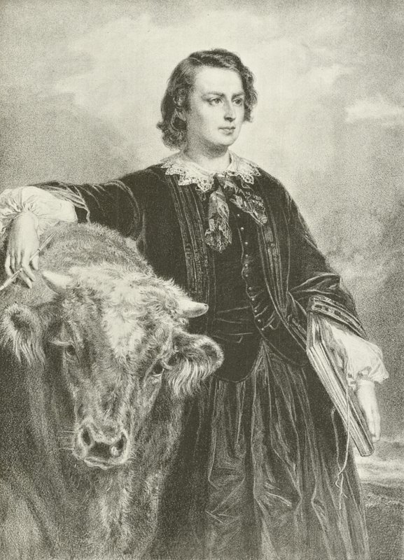 Rosa Bonheur francia művész (metszet) alkotó: Edouard Louis Dubufe