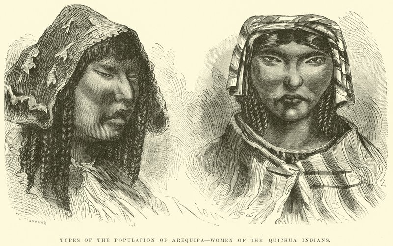 Arequipa lakosságának típusai, a Quichua indiánok női alkotó: Edouard Riou