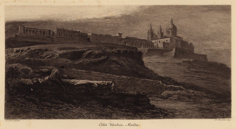 Óváros, Málta (metszet) alkotó: Edward (after) Lear