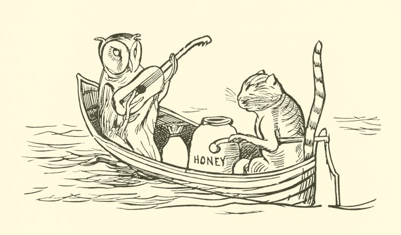 A bagoly és a puncimacska (metszet) alkotó: Edward Lear