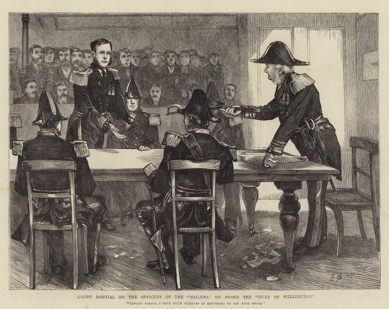 Hadibíróság a Megaera tisztjei ellen a Duke of Wellington fedélzetén alkotó: Edwin Buckman