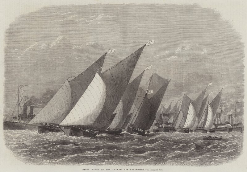 Barge Match a Temzén, Greenhithe mellett alkotó: Edwin Weedon
