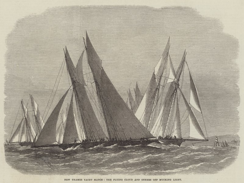 New Thames Yacht Match, a Flying Cloud és mások a Mucking Light-on alkotó: Edwin Weedon