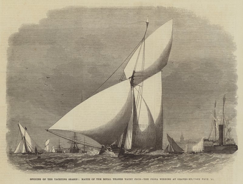 A vitorlásszezon megnyitása, a Royal Thames Yacht Club mérkőzése, a Fiona győzelme Gravesendben alkotó: Edwin Weedon