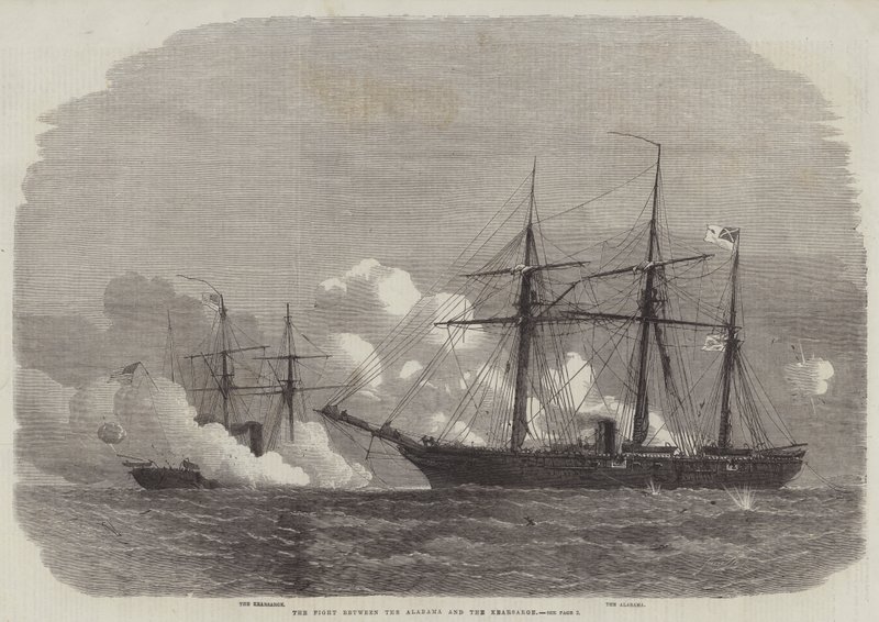 Harc Alabama és Kearsarge között alkotó: Edwin Weedon