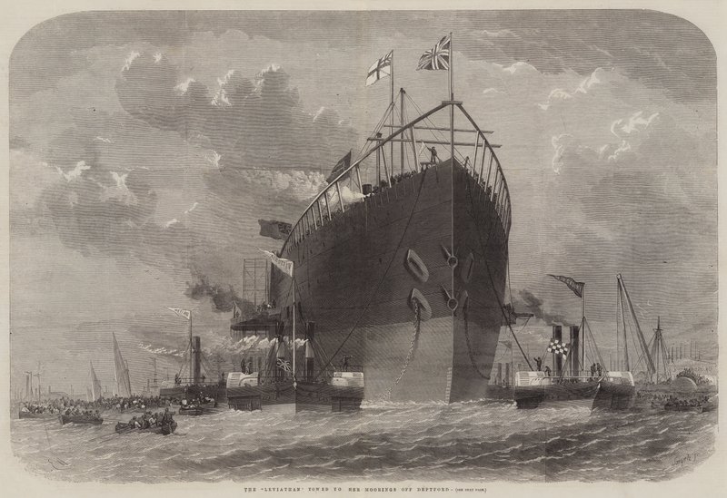 A Leviathan a Deptford melletti kikötőjéhez vontatta alkotó: Edwin Weedon