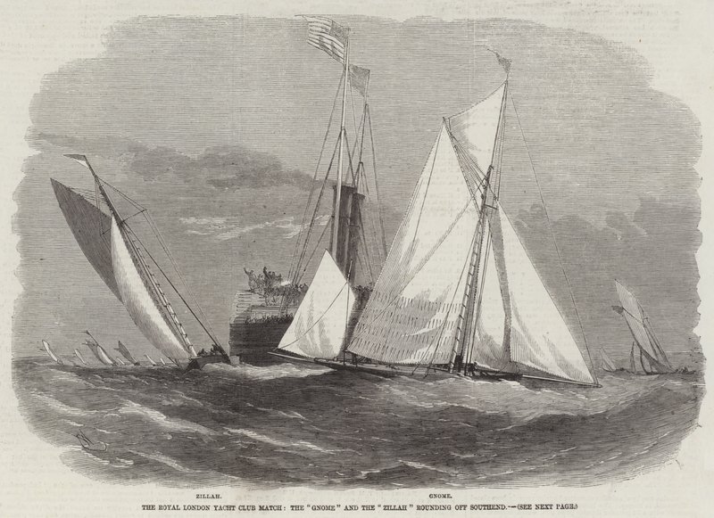 A Royal London Yacht Club Match, a Gnome és a Zillah, amely Southendet zárja alkotó: Edwin Weedon