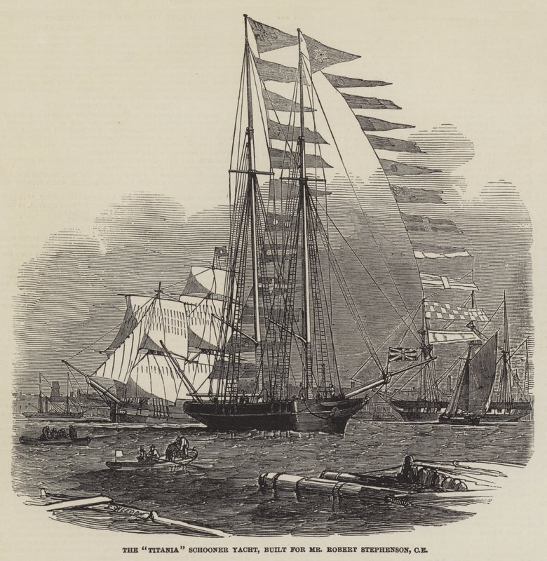 A Titania Schooner Yacht, amelyet Robert Stephenson úrnak építettek, CE alkotó: Edwin Weedon