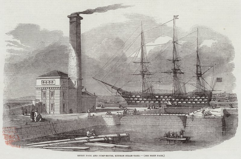 Bejárati dokk és szivattyúház, Keyham Steam-Yard alkotó: Edwin Weedon