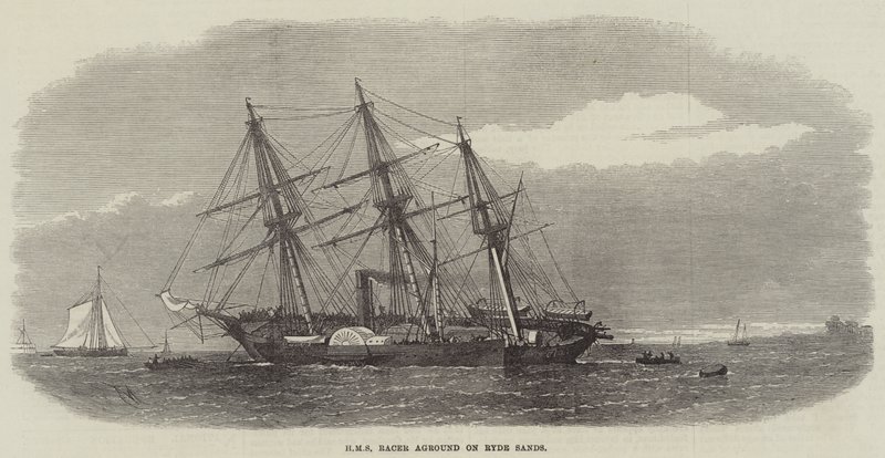 A HMS Racer zátonyra futott Ryde Sandsnél alkotó: Edwin Weedon