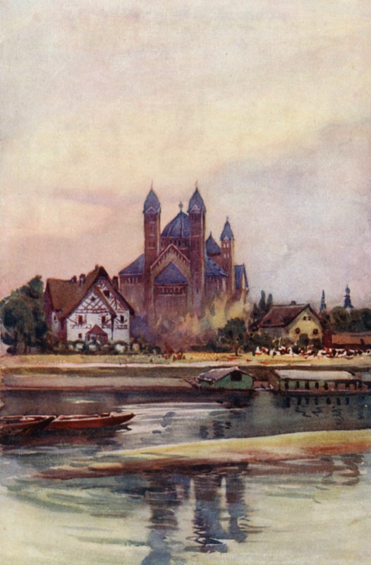 A Rajna: Speyer, tornyok (színes litográfia) alkotó: Effie Jardine