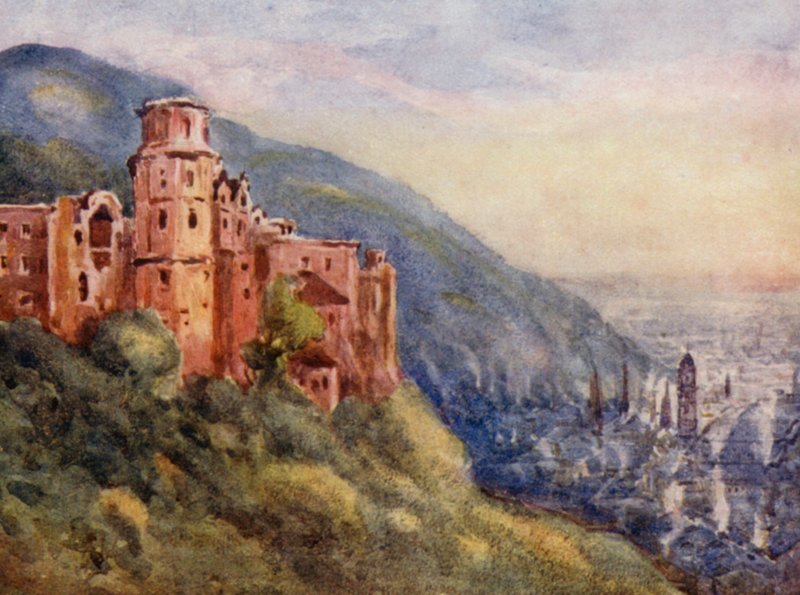 A Rajna: Heidelberg (színes litográfia). alkotó: Effie Jardine
