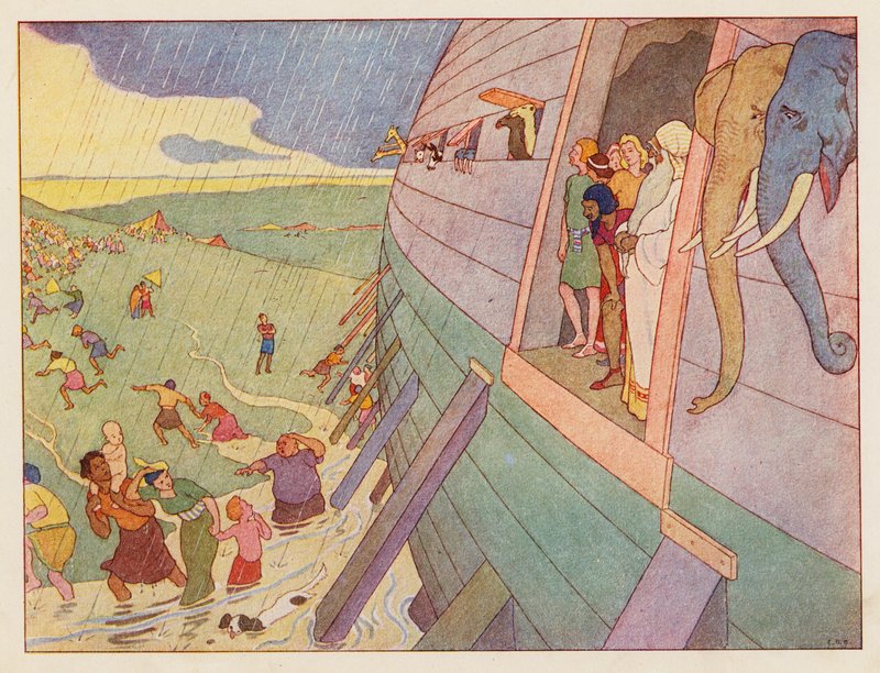 Noé bárkája: Az eső (színes litográfia) alkotó: Elmer Boyd Smith