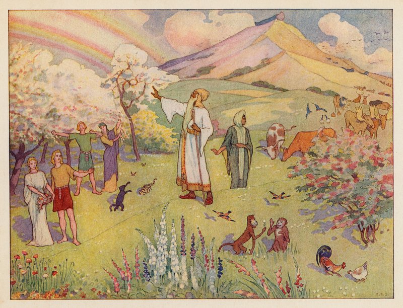 Noé bárkája: A szivárvány (színes litográfia) alkotó: Elmer Boyd Smith