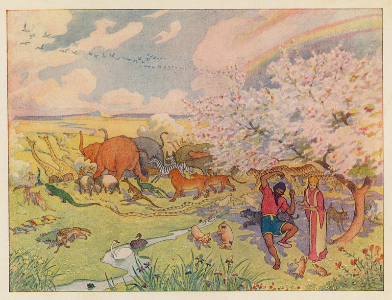 Noé bárkája: A szivárvány (színes litográfia) alkotó: Elmer Boyd Smith