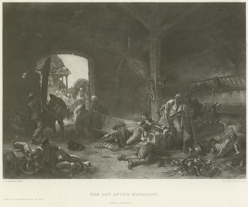 Waterloo utáni nap (mélynyomás) alkotó: Emile Antoine Bayard