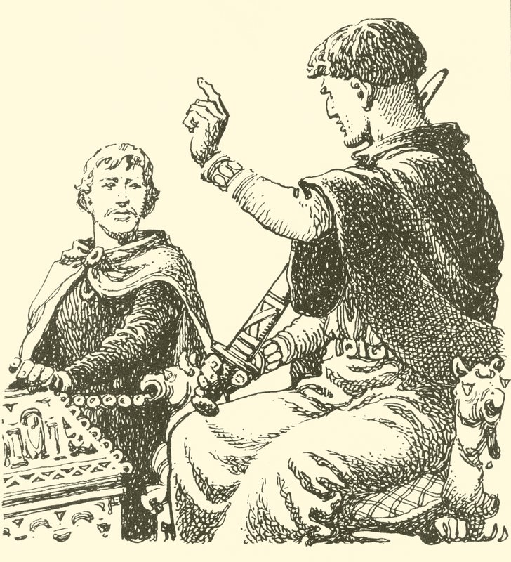 Harold, mint William Duke of Normandy foglya, kénytelen volt ünnepélyes ígéretet tenni, hogy Williams vazallusa lesz. alkotó: English School